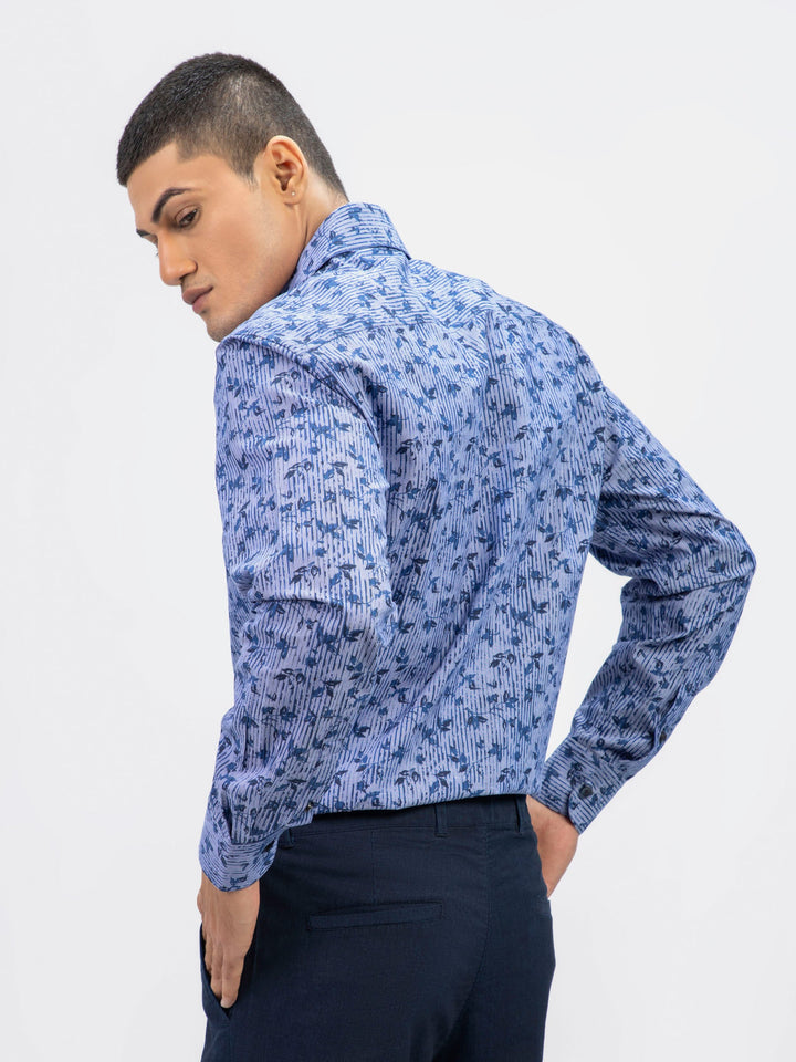 Purple Abstract Printed Shirt With Classic Collar Brumano Pakistan