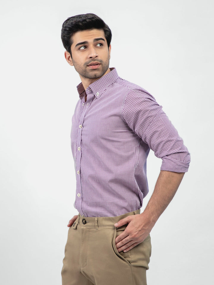 Purple Gingham Button Down Shirt Brumano Pakistan