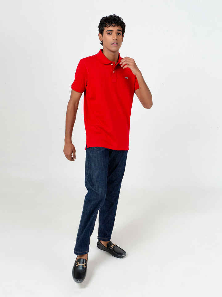 Red Basic Pique Polo Shirt Brumano Pakistan