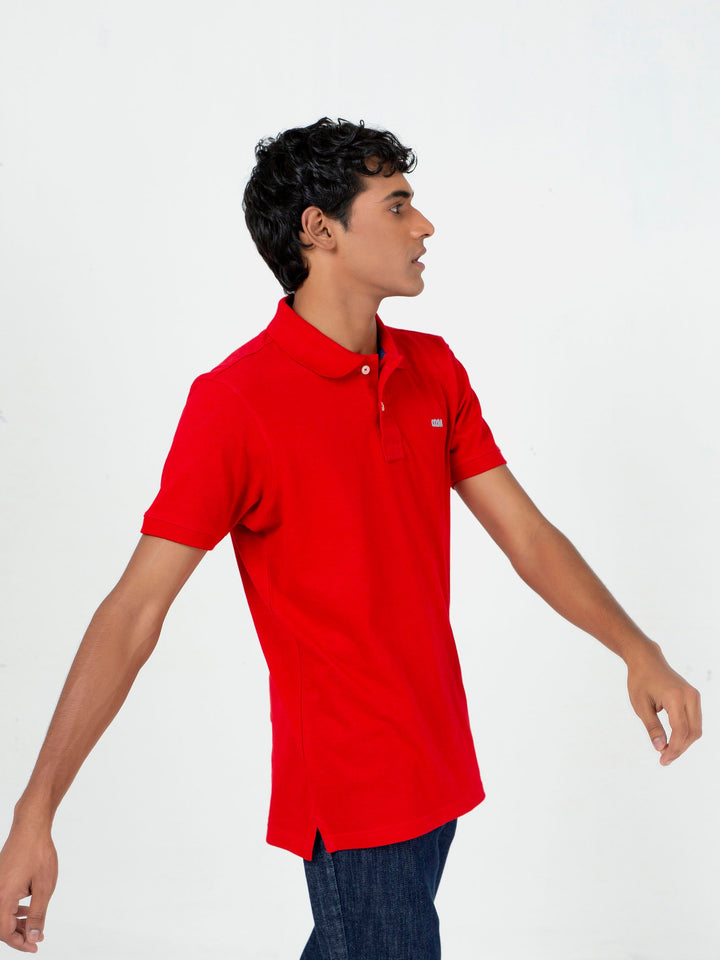 Red Basic Pique Polo Shirt Brumano Pakistan