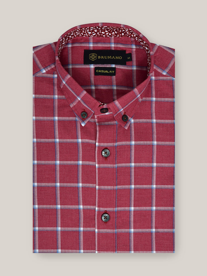 Red Checkered Button Down Shirt Brumano Pakistan