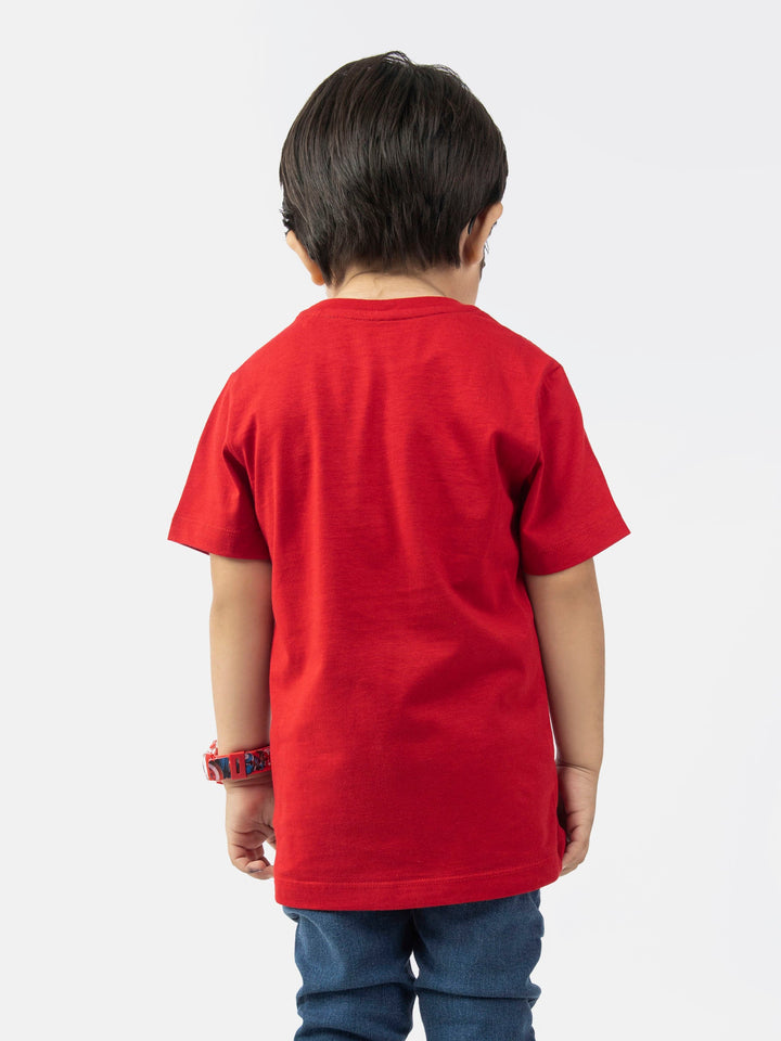 Red Graphic 'Motorcycle' Printed Casual Tee Brumano Pakistan