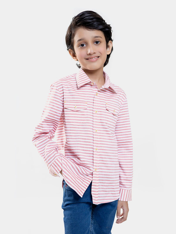 Red Horizontal Striped Casual Shirt Brumano Pakistan 