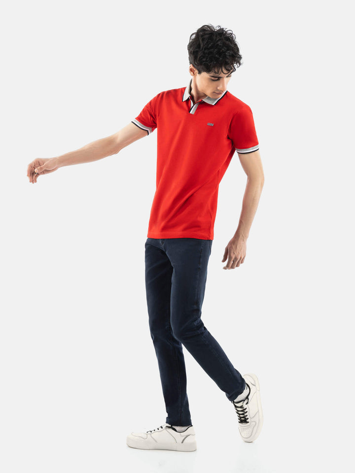 Red Polo with Grey Sporty Collar Brumano Pakistan