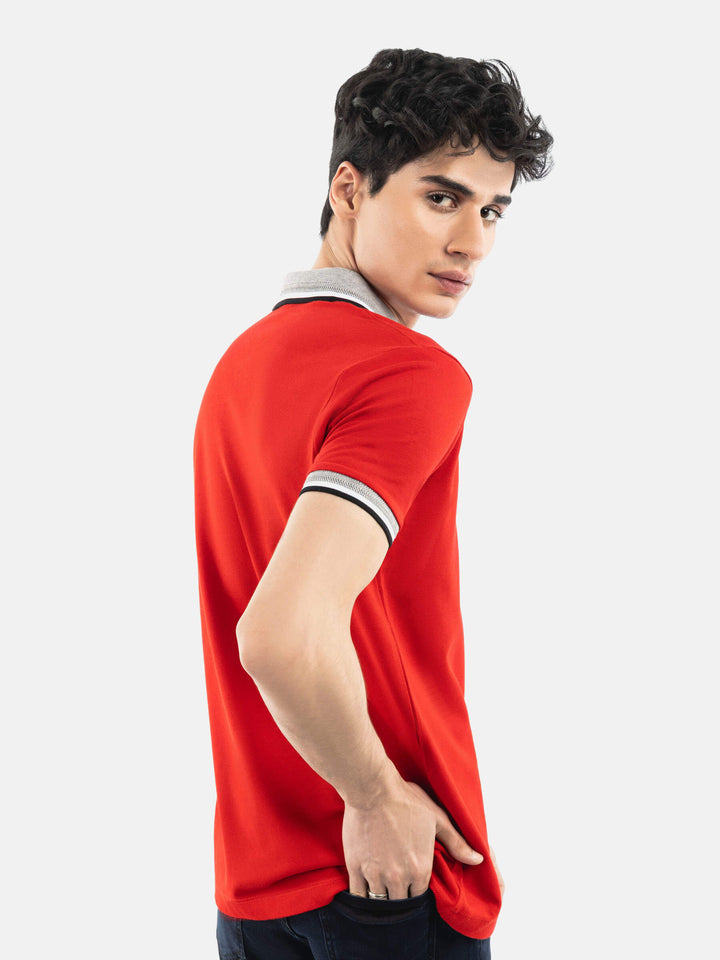 Red Polo with Grey Sporty Collar Brumano Pakistan