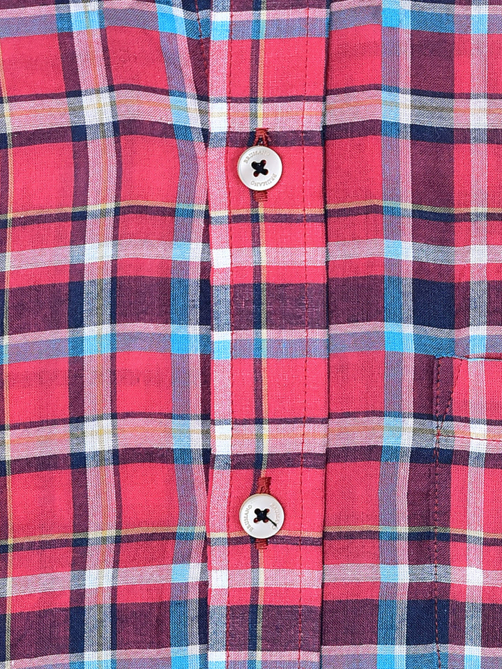 Red Tartan Plaid Light Weight Seersucked Shirt Brumano Pakistan