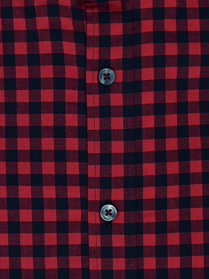 Red & Black Gingham Button Down Shirt Brumano Pakistan