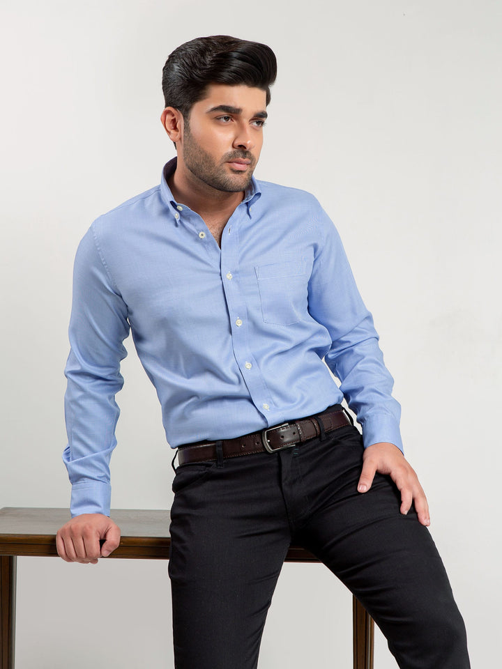 Royal Blue Micro Checkered Shirt For mens