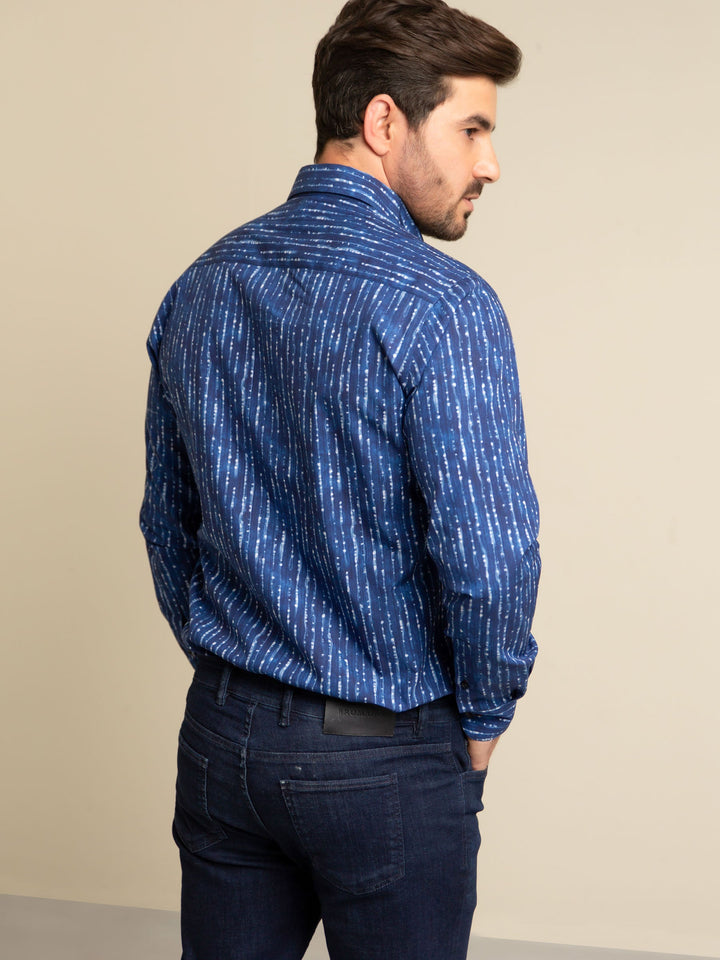 Royal Blue Printed Shirt Brumano Pakistan