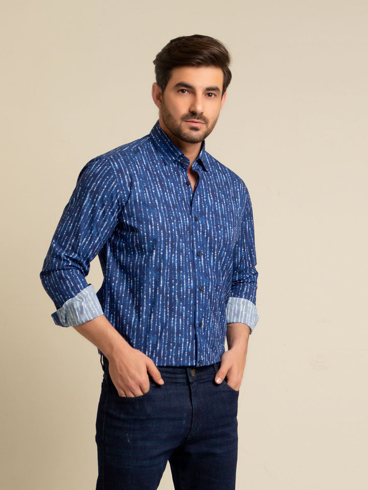 Royal Blue Printed Shirt Brumano Pakistan