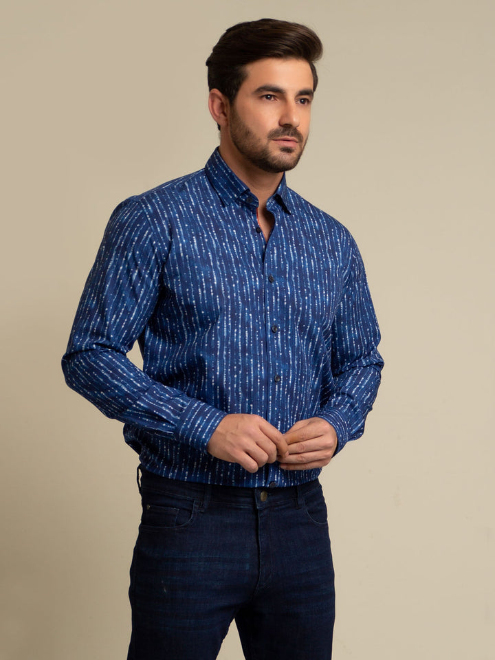 Royal Blue Printed Shirt Brumano Pakistan