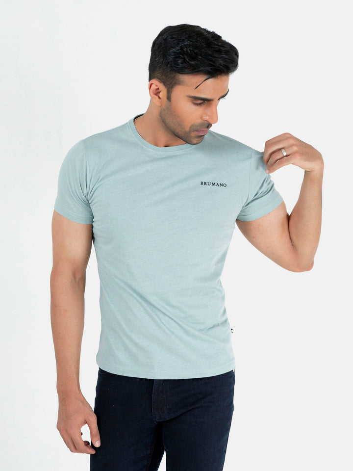 Sage Green Basic Crew Neck T-Shirt Brumano Pakistan