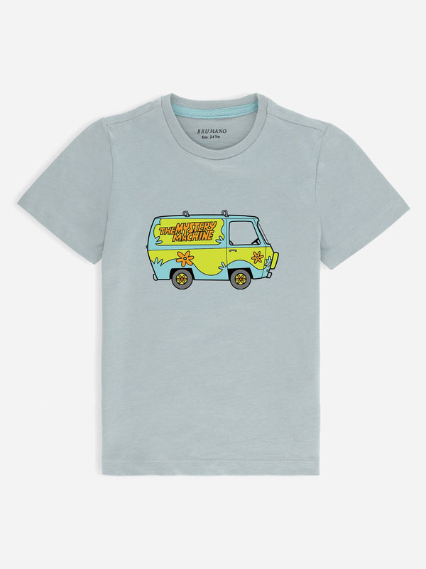 Sage Green Graphic Printed 'Mystery Machine' Casual Tee Brumano Pakistan