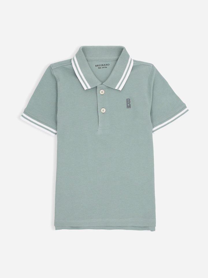 Sage Green Pique Casual Tipped polo Brumano Pakistan