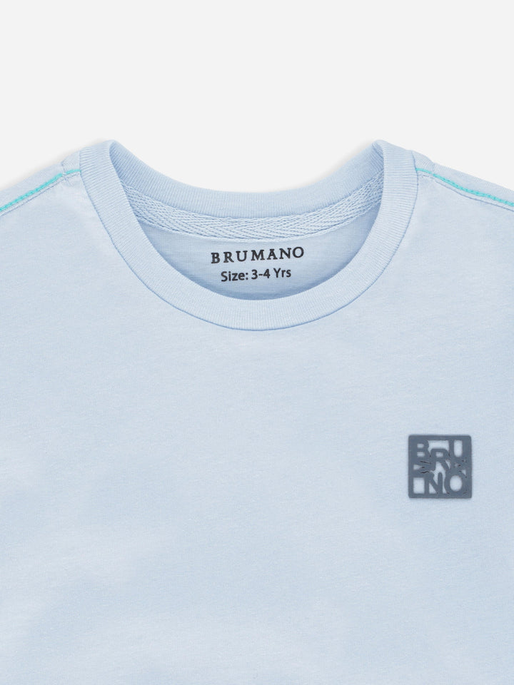 Sky Blue Basic Crew Neck Casual T-Shirt Brumano Pakistan