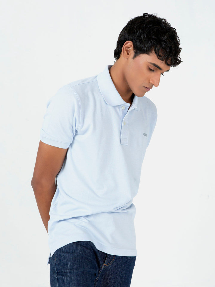 Sky Blue Basic Pique Polo Shirt Brumano Pakistan