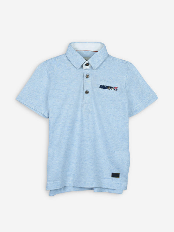 Sky Blue Casual Polo Shirt With White Detailing Bruamano Pakistan