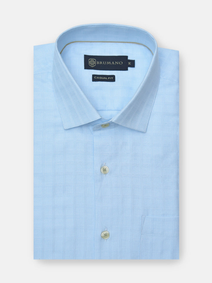 Sky Blue Check Patterned Formal Shirt Brumano Pakistan