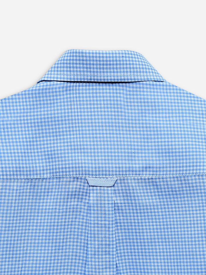 Sky Blue Gingham Button Down Casual Shirt Brumano Pakistan