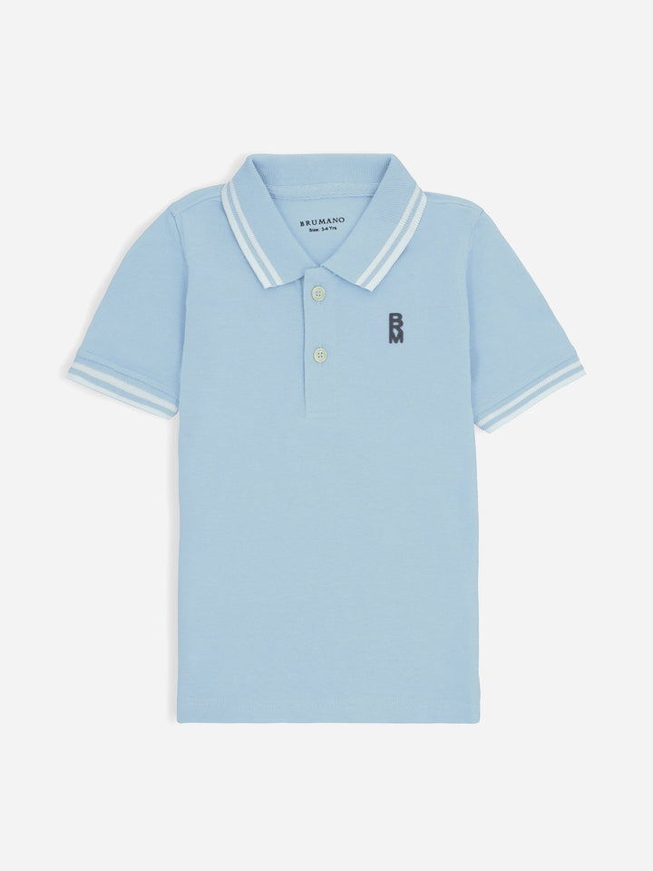 Sky Blue Pique Casual Tipped polo Brumano Pakistan