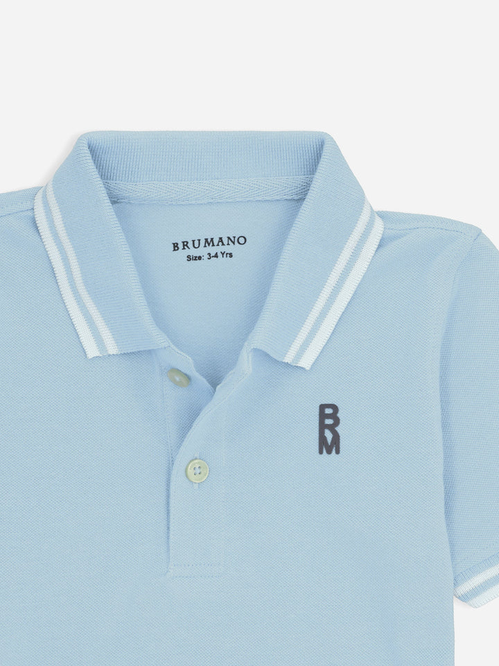 Sky Blue Pique Casual Tipped polo Brumano Pakistan