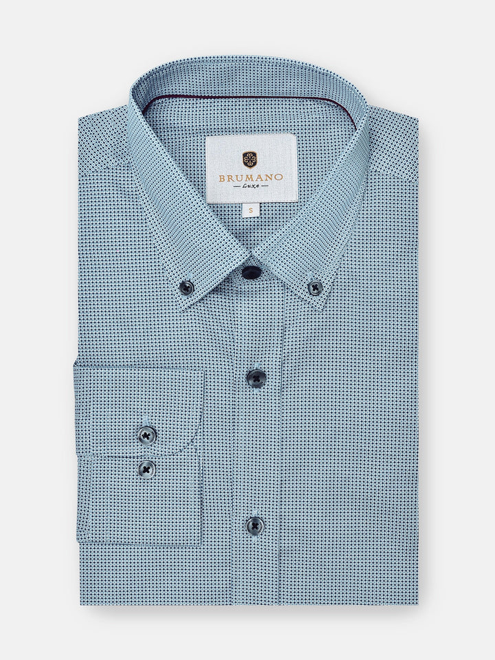 Slate Blue Micro Printed Button Down Shirt Brumano Pakistan