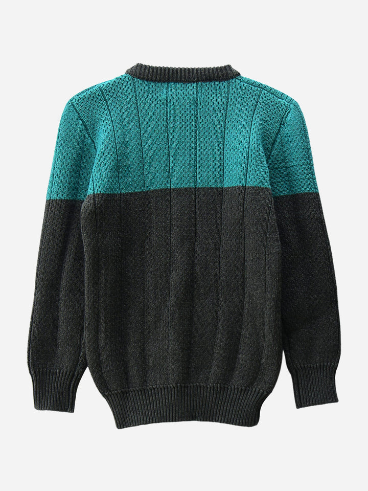 Turquoise & Grey Chunky Casual Sweater Brumano Pakistan