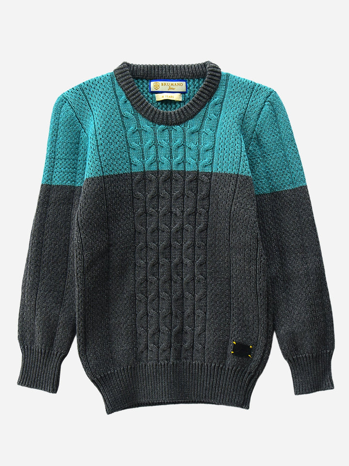 Turquoise & Grey Chunky Casual Sweater Brumano Pakistan