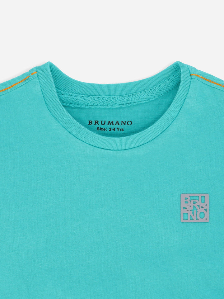 Turquoise Basic Crew Neck Casual T-Shirt Brumano Pakistan