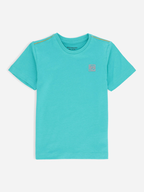 Turquoise Basic Crew Neck Casual T-Shirt Brumano Pakistan