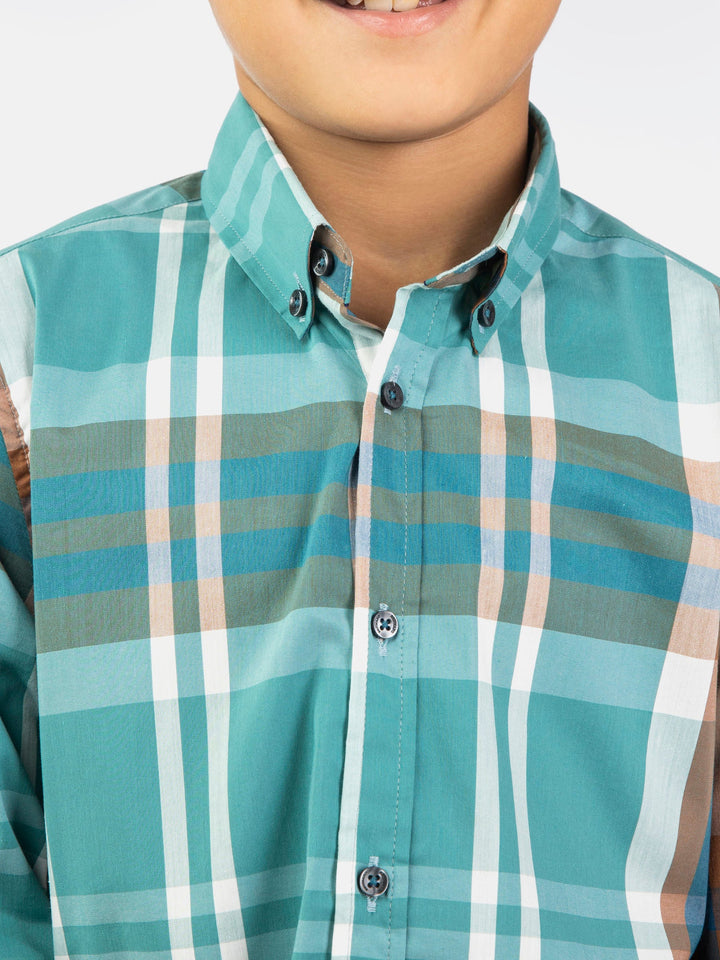 Turquoise & pakistanBrown Large Check Casual Shirt Brumano 