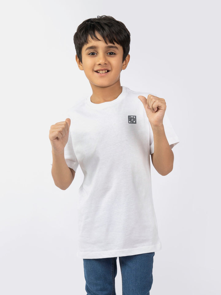 White Basic Crew Neck Casual T-Shirt Brumano Pakistan