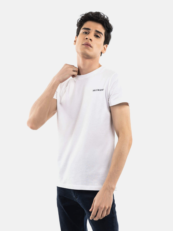 White Basic Crew Neck T-Shirt Brumano Pakistan