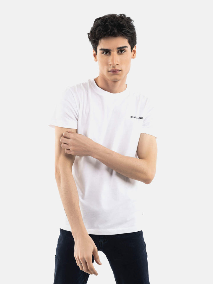 White Basic Crew Neck T-Shirt Brumano Pakistan