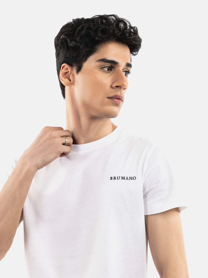 White Basic Crew Neck T-Shirt Brumano Pakistan