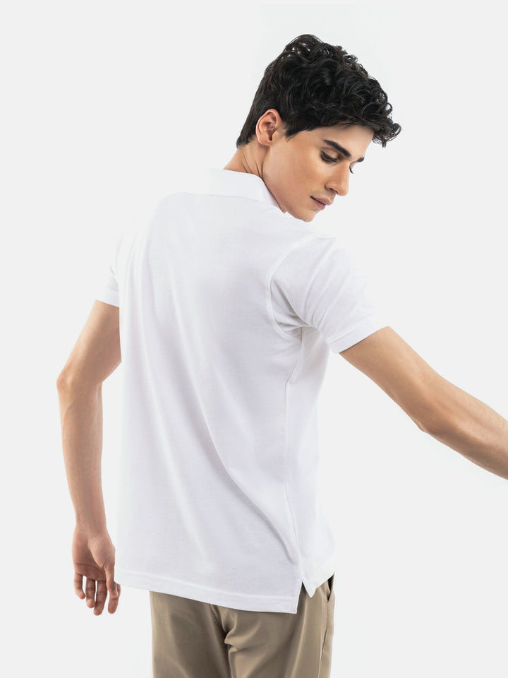 White Basic Pique Polo Shirt Brumano Pakistan