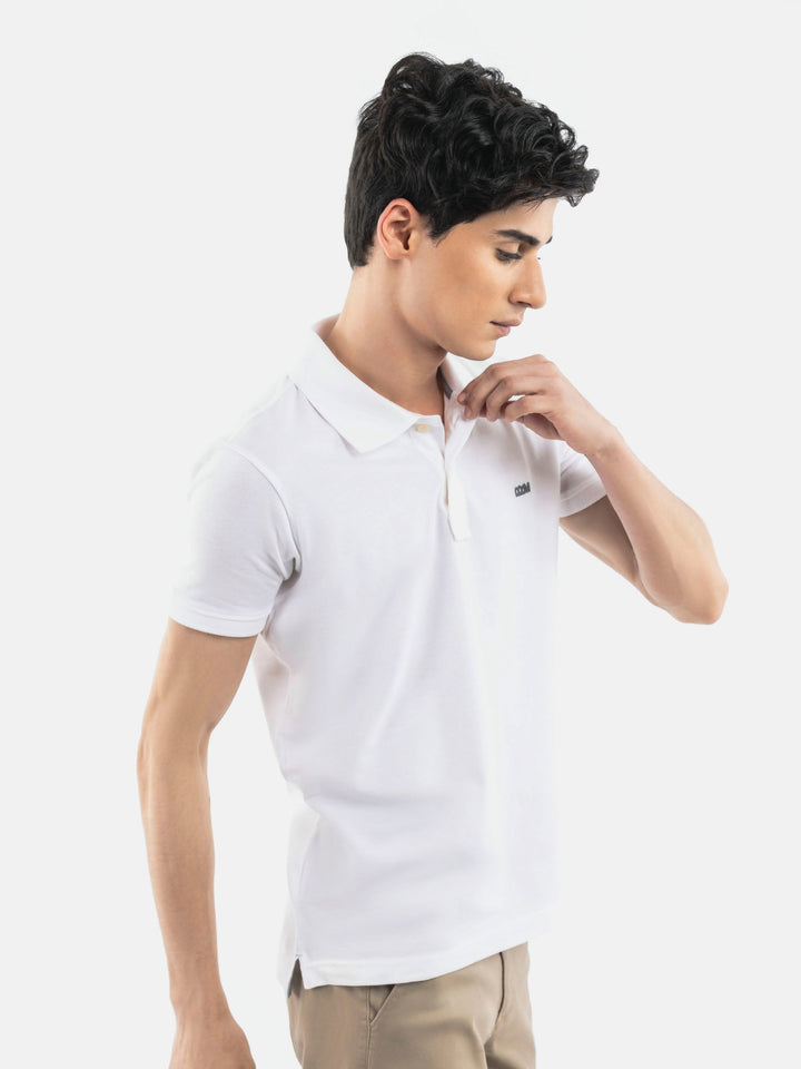 White Basic Pique Polo Shirt Brumano Pakistan