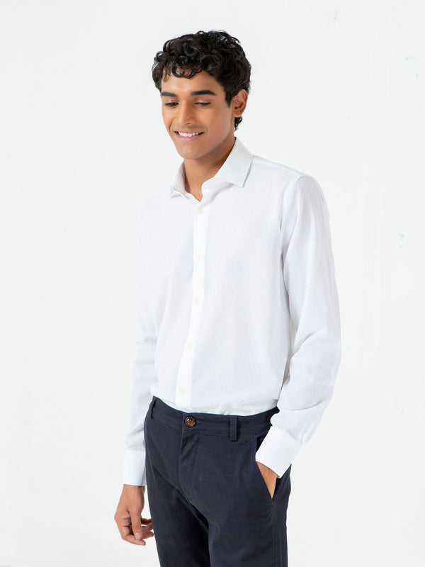 White Herringbone Light Weight Formal Shirt Brumano Pakistan