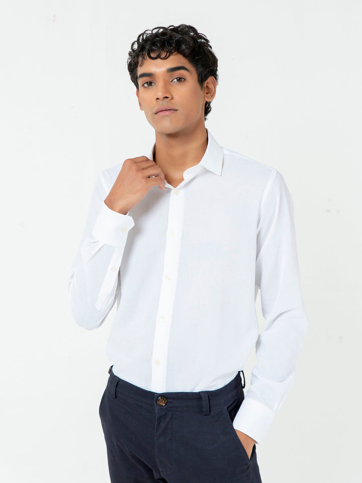 White Herringbone Light Weight Formal Shirt Brumano Pakistan