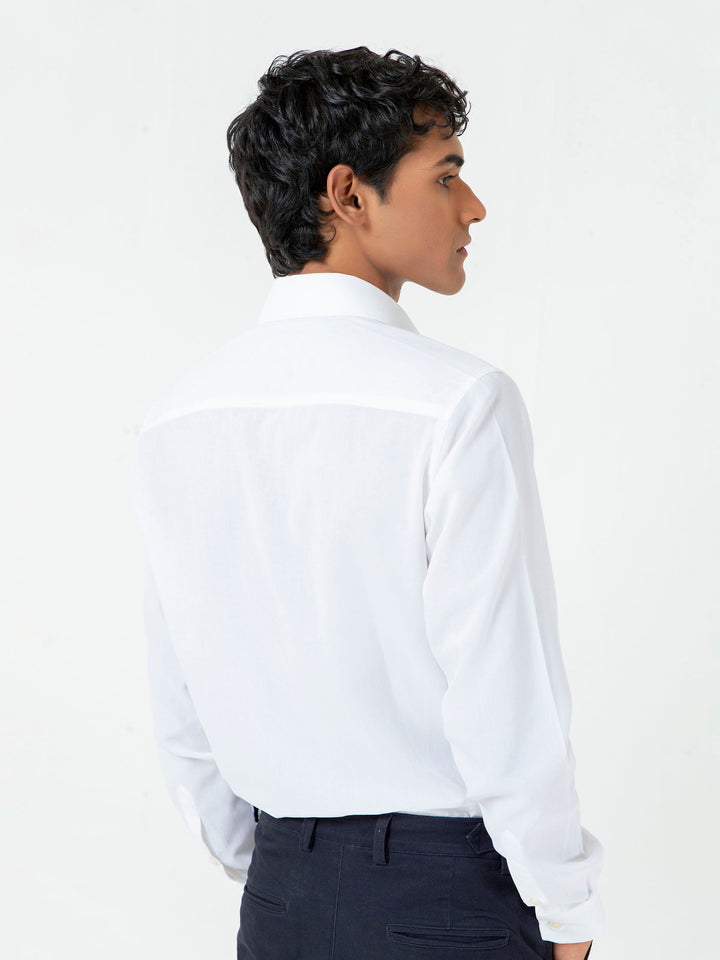 White Herringbone Light Weight Formal Shirt Brumano Pakistan