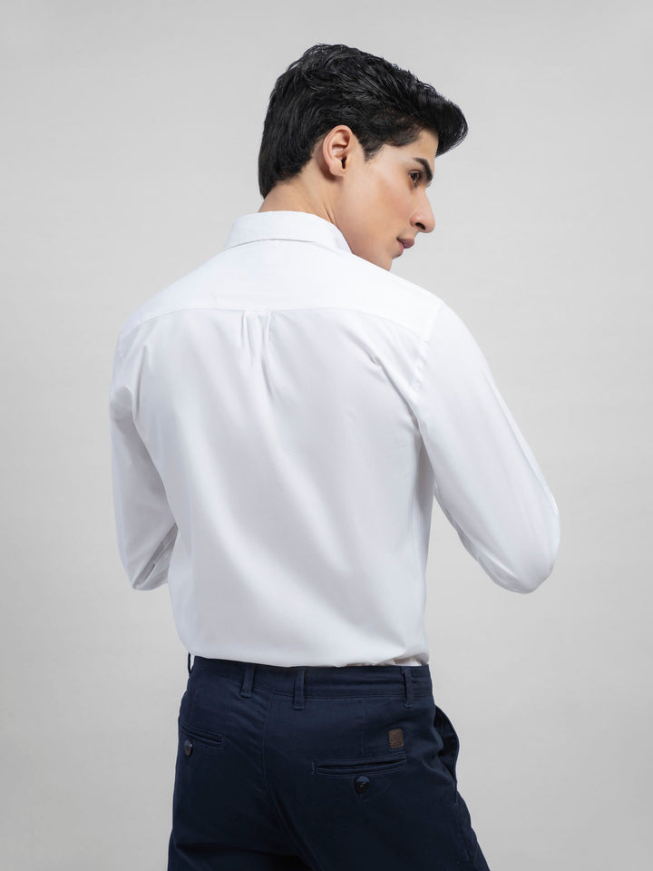 White Poplin Button Down Shirt With Detailing Brumano Pakistan