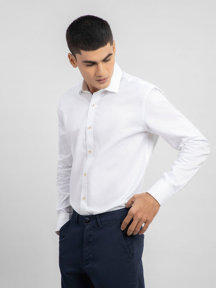 White Structured Formal Shirt Brumano Pakistan