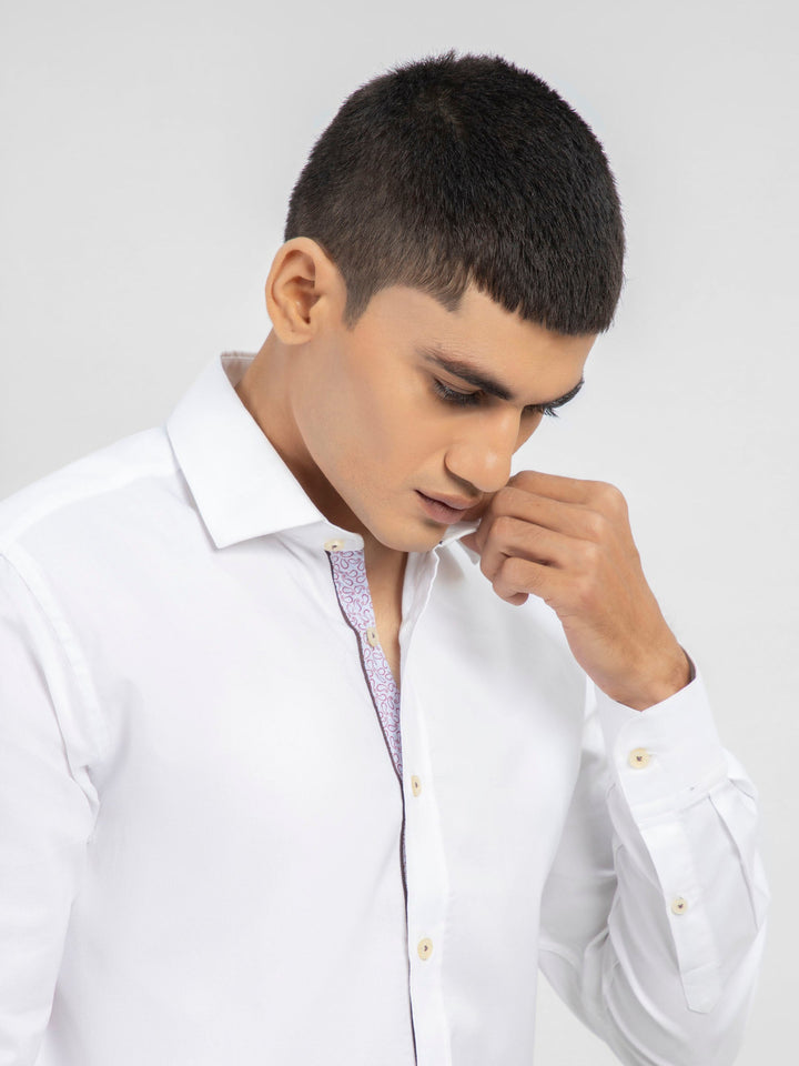 White Structured Formal Shirt Brumano Pakistan