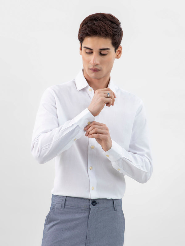 White Structured Formal Shirt