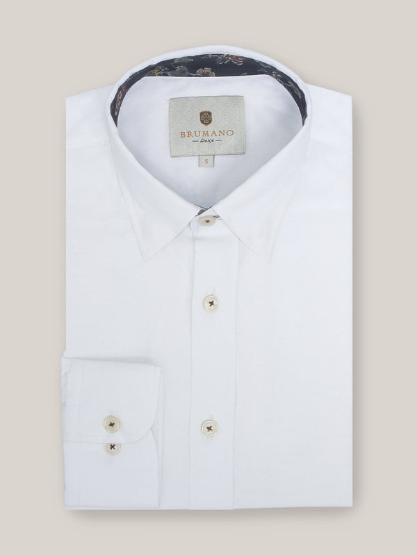 White Structured Shirt With Inside Button Down Collar Brumano Pakistan 