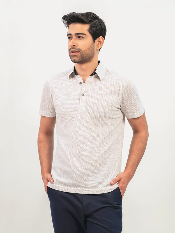 White & Beige Printed Polo Brumano Pakistan