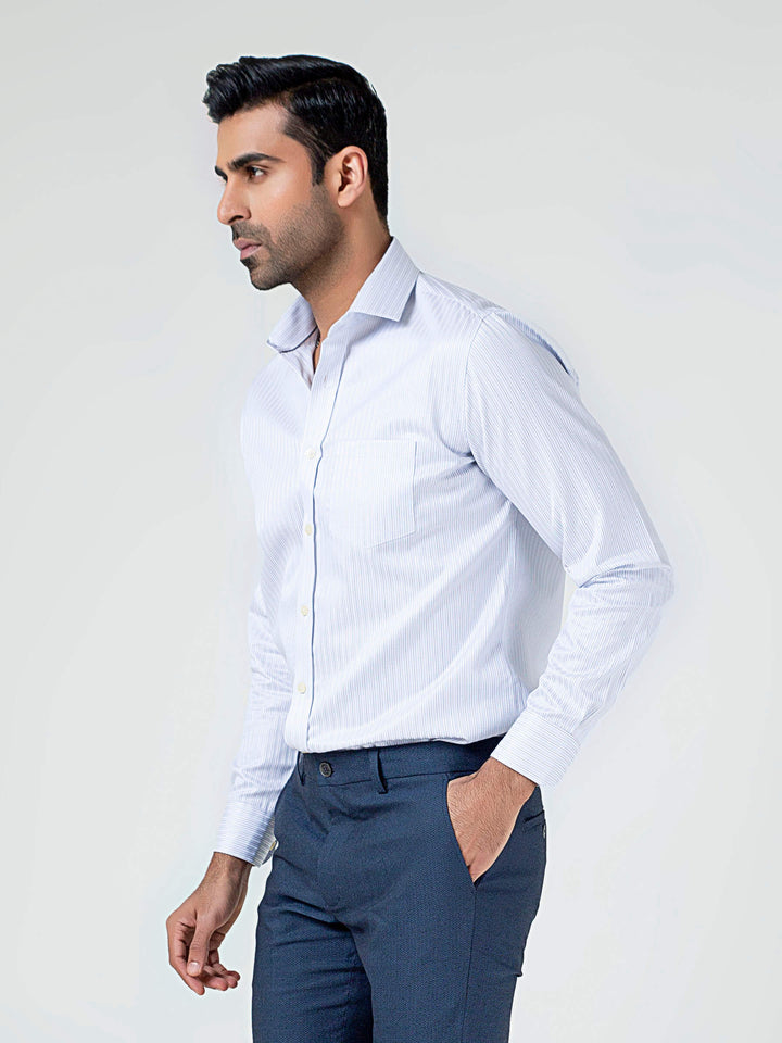 White & Grey Striped Formal Shirt Brumano Pakistan