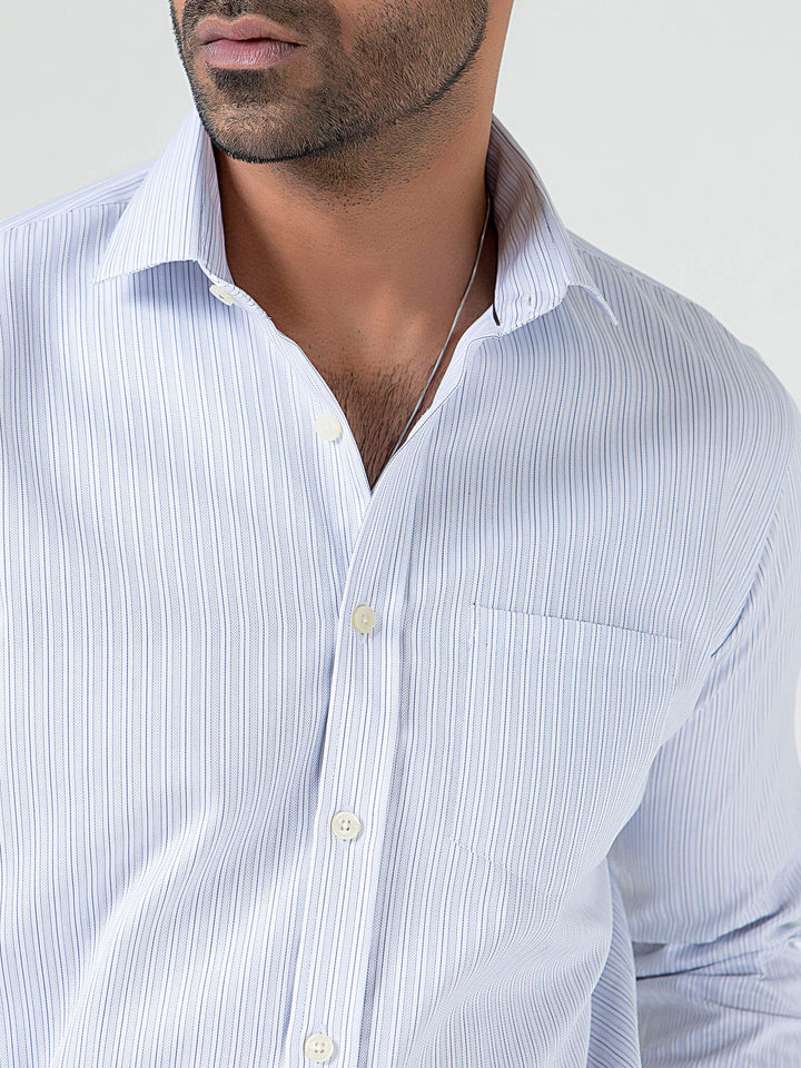 White & Grey Striped Formal Shirt Brumano Pakistan