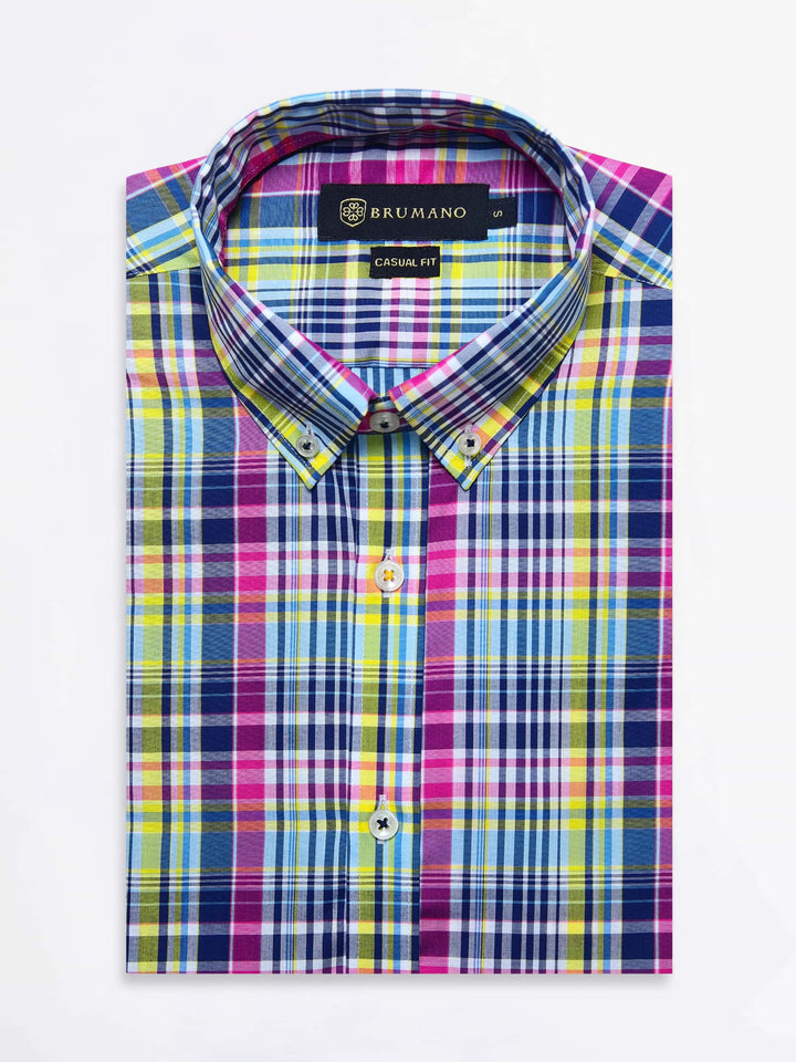 Yellow & Pink Check Shirt Brumano Pakistan