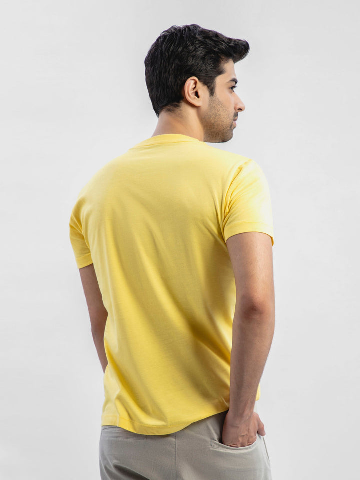 Yellow Abstract 3d Printed Crew Neck T-Shirt Brumano Pakistan